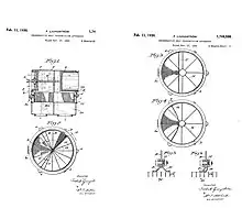 Main patent drawings for Ljungström heat exchanger, USPTO No. 1746598, 1930.