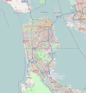 Map showing the location of Alcatraz Island