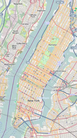 Location of Harlem Meer in Manhattan, New York City, New York, USA.