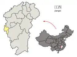 Location of Pingxiang City jurisdiction in Jiangxi