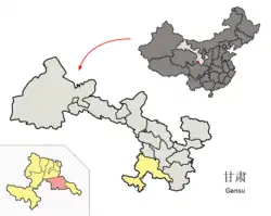 Têwo County (red) within Gannan