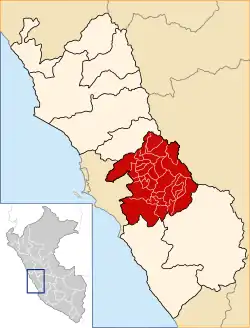 Location of HuarochiríWaruchiri in the Lima Region