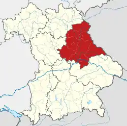 Map of Bavaria highlighting Upper Palpatine