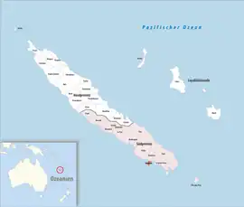 Location of the commune (in red)within New Caledonia