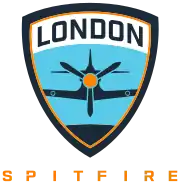 The logo for London Spitfire features a stylized Supermarine Spitfire in a crest.