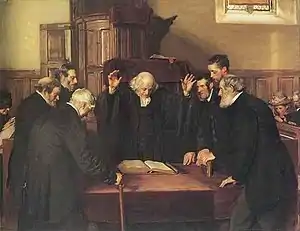 The Ordination of Elders in a Scottish Kirk by John Henry Lorimer, 1891.