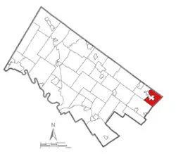 Location of Lower Moreland Township in Montgomery county, Pennsylvania