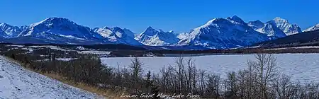 Lower Saint Mary Lake with Split Mountain centered. (see file annotations)