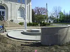 Ludington Library platform statue base built in 2012