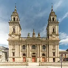 The Neoclassical facade of the Lugo Cathedral in Lugo, Galicia, by Julián Sánchez Bort