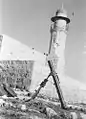 Palmach 3 inch mortar in front of Lydda mosque. 1948