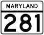 Maryland Route 281 marker