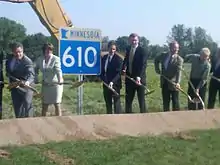 Senators Al Franken and Amy Klobuchar with other dignitaries breaking ground on the MN 610 extension