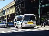 A Q60 bus outside the station