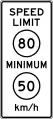 United States (metric, dual maximum and minimum speeds)