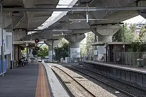 Southbound view from Macualy platform 1 facing towards platform 2