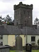 Street houses on bridge street, with the castle ruins in background