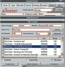 A screenshot from the Madster software showing the Control Panel and File Search windows.