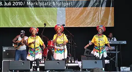 Mahotella Queens, 2010Left to right: Nobesuthu Mbadu, Hilda Tloubatla, Mildred Mangxola