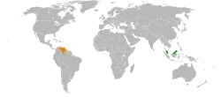 Map indicating locations of Malaysia and Venezuela