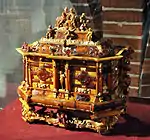 18th century amber casket. Gdańsk patronized by the Polish court flourished as the center for amber working in the 17th century.