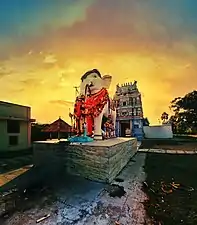 White elephant mount at Agamic Ayyanar temple, Mampatti