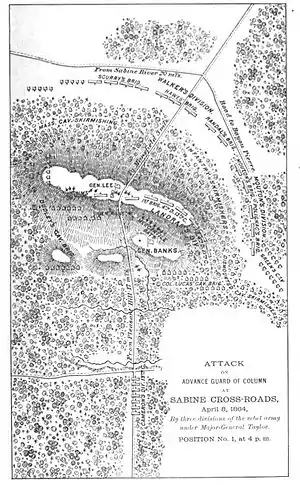 Map labeled Sabine Cross Roads April 8, 1864