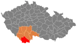 Location in the South Bohemian Region within the Czech Republic