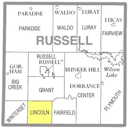 Location of Lincoln Township in Russell County