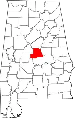 Chilton County, Alabama (marked red) where the species was found