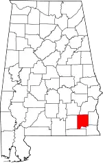 Map of Alabama highlighting Dale County