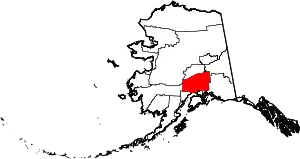 Map of Alaska highlighting Matanuska-Susitna Borough