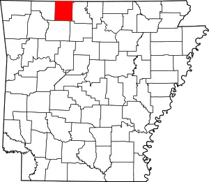 Map of Arkansas highlighting Boone County