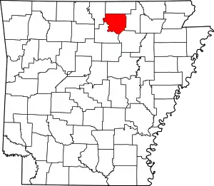 Map of Arkansas highlighting Izard County