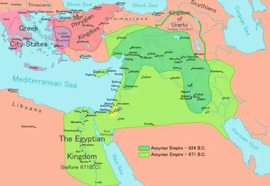 Image 10The Assyrian Empire at its greatest extent (from History of Iraq)