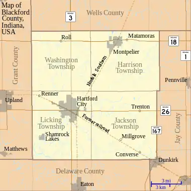 Renner is located in Blackford County, Indiana