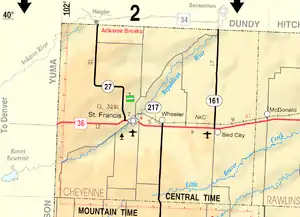 KDOT map of Cheyenne County (legend)