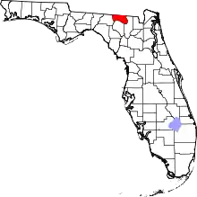 A state map highlighting Hamilton County in the corner part of the state. It is medium in size.