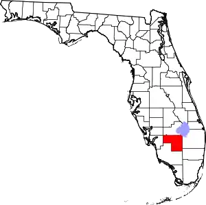 A state map highlighting Hendry County in the southern part of the state. It is medium in size.