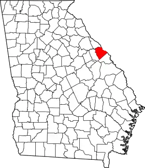 Map of Georgia highlighting Columbia County