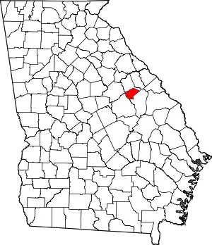 Map of Georgia highlighting Glascock County