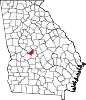 Map of Georgia highlighting Peach County