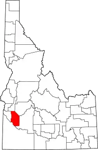 State map highlighting Ada County