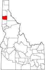 State map highlighting Benewah County