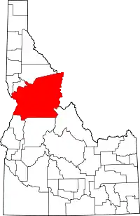 Map of Idaho highlighting Idaho County