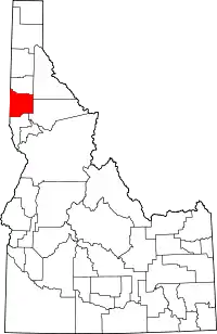 State map highlighting Latah County