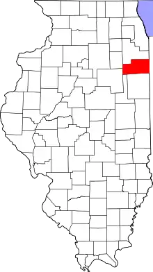 State map highlighting Kankakee County