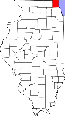 State map highlighting Lake County