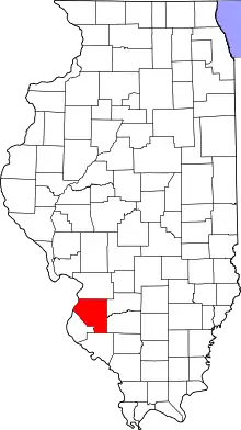 State map highlighting St. Clair County