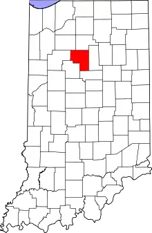 Map of Indiana highlighting Cass County